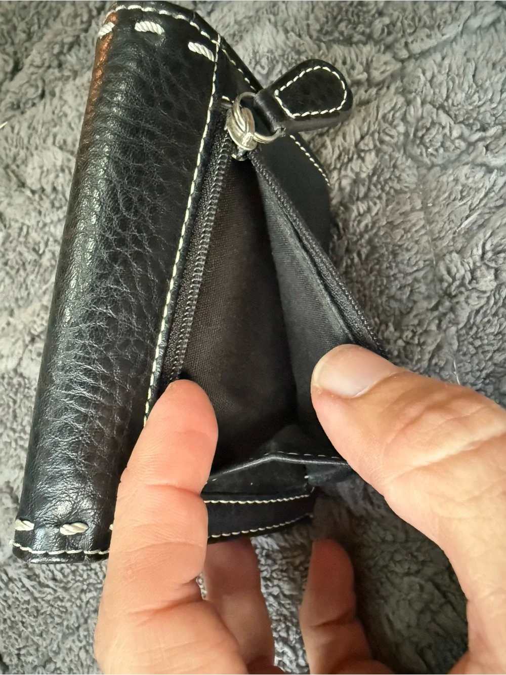 Relic Black Wallet with White Contrast Stitching-faux pebbled leather